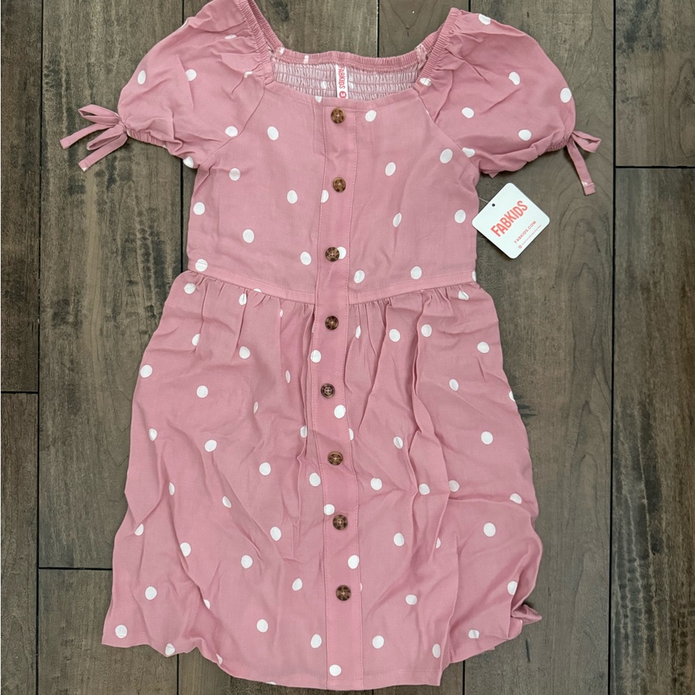 NWT Fab Kids Pink Polka Dot Dress